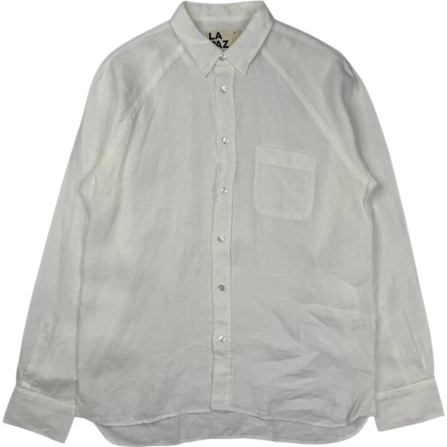 Mirra Off White Linen Raglan Long Sleeve Shirt