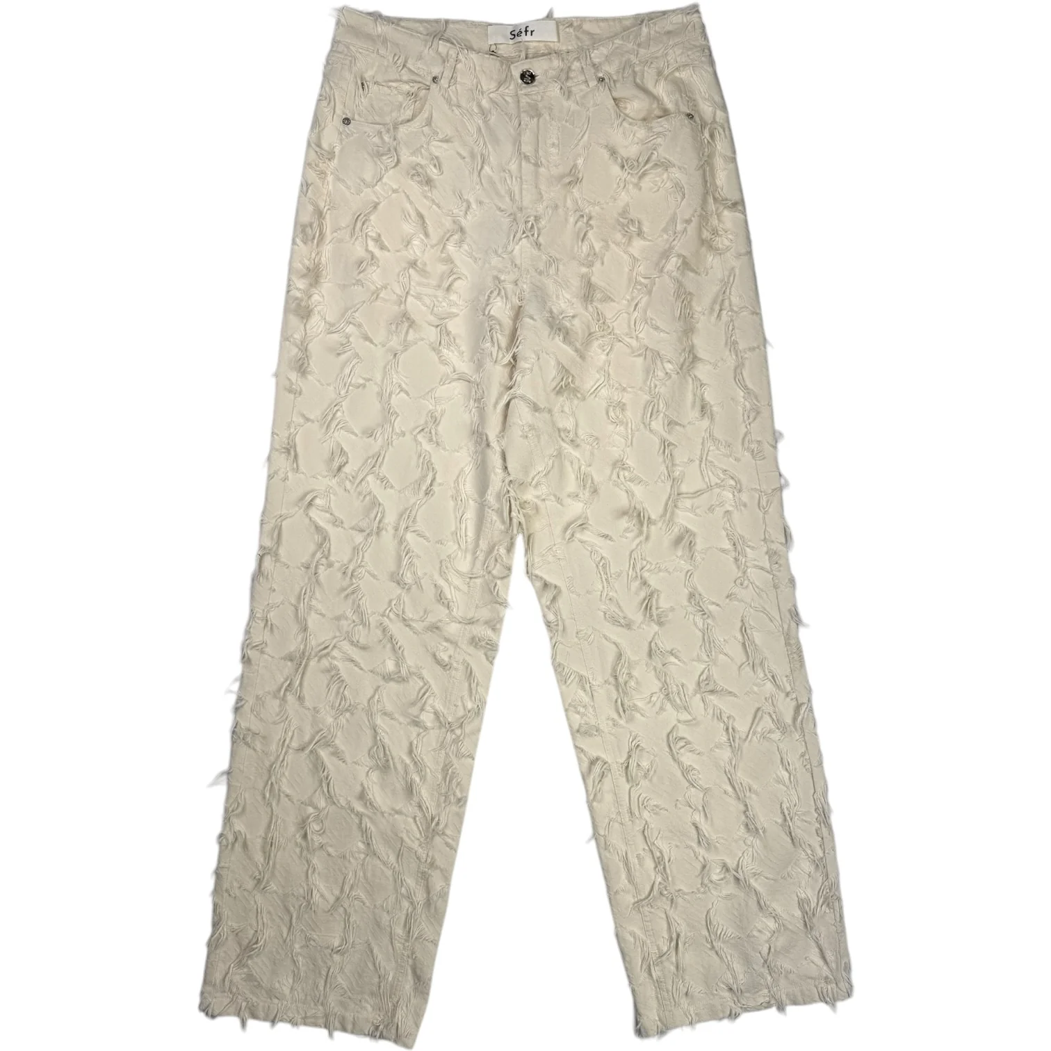 Nikos Jeans Fringed White Twill - Image 2