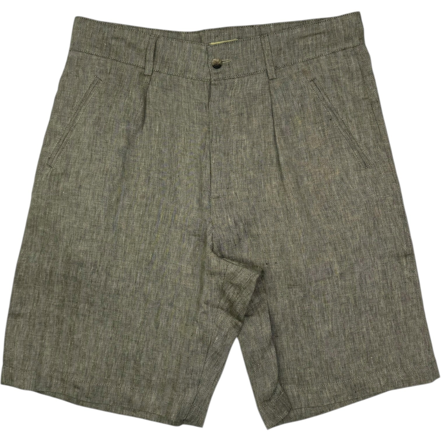 Naturalist Shorts Linen Herringbone Khaki Ecru