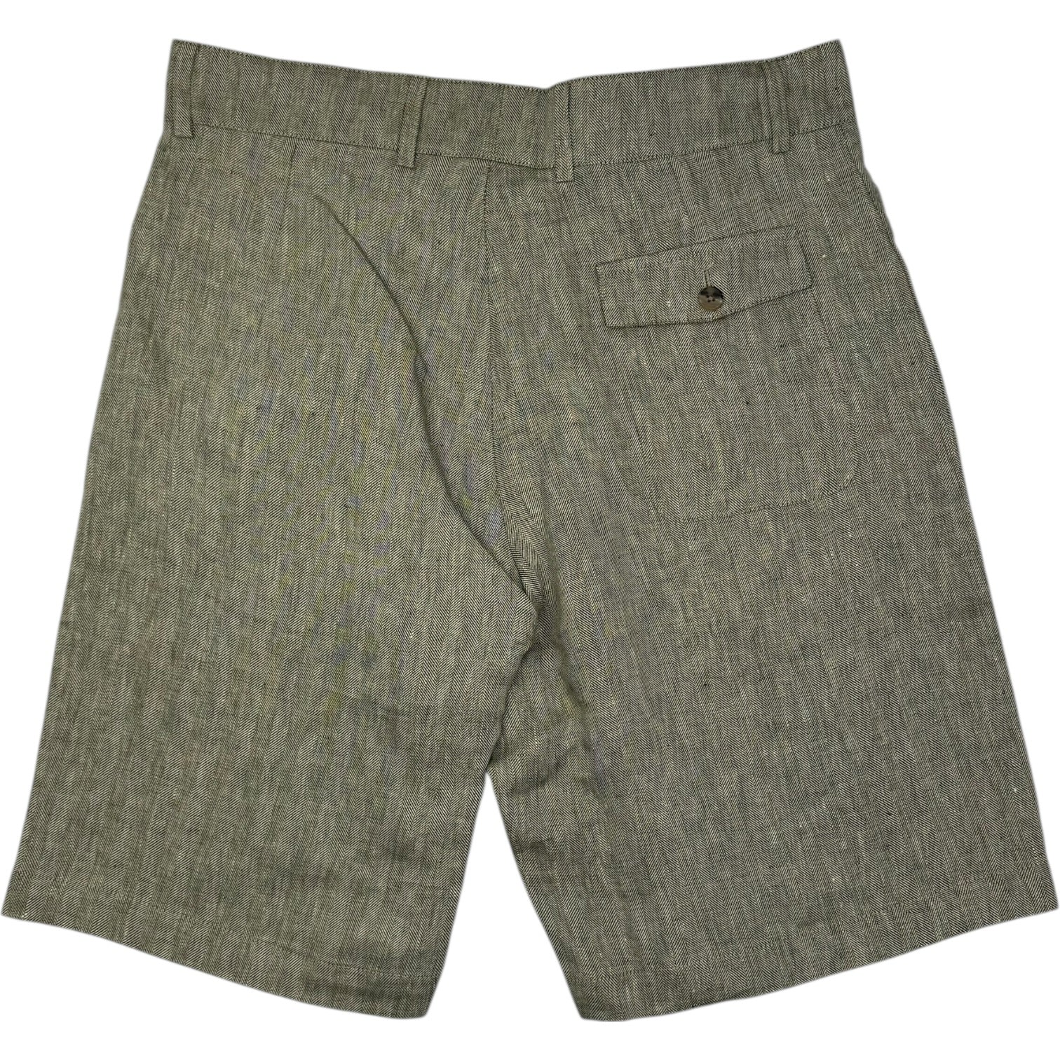 Naturalist Shorts Linen Herringbone Khaki Ecru - Image 2