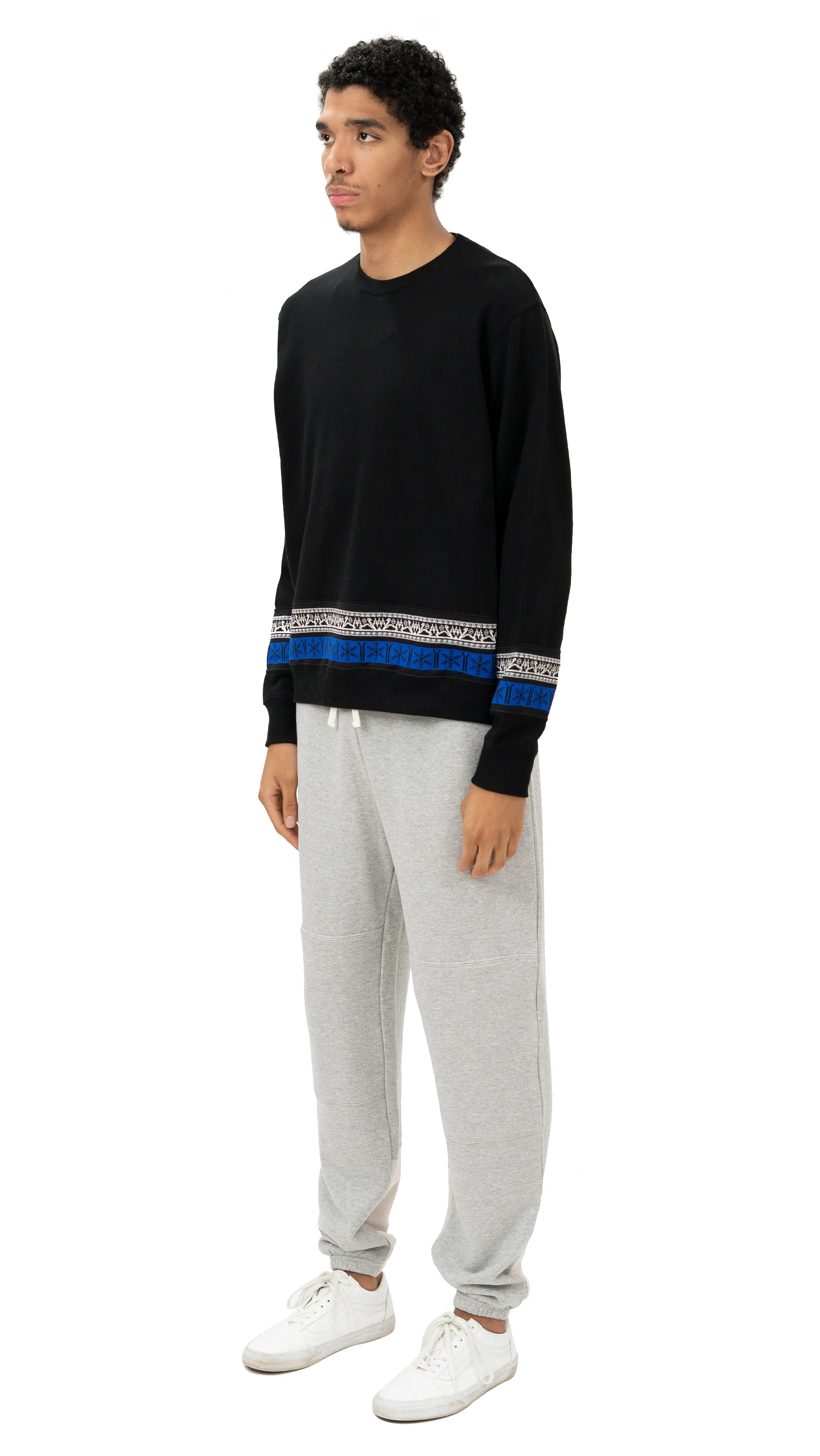 Nordic Knitting Crewneck Sweatshirt Black - Image 3