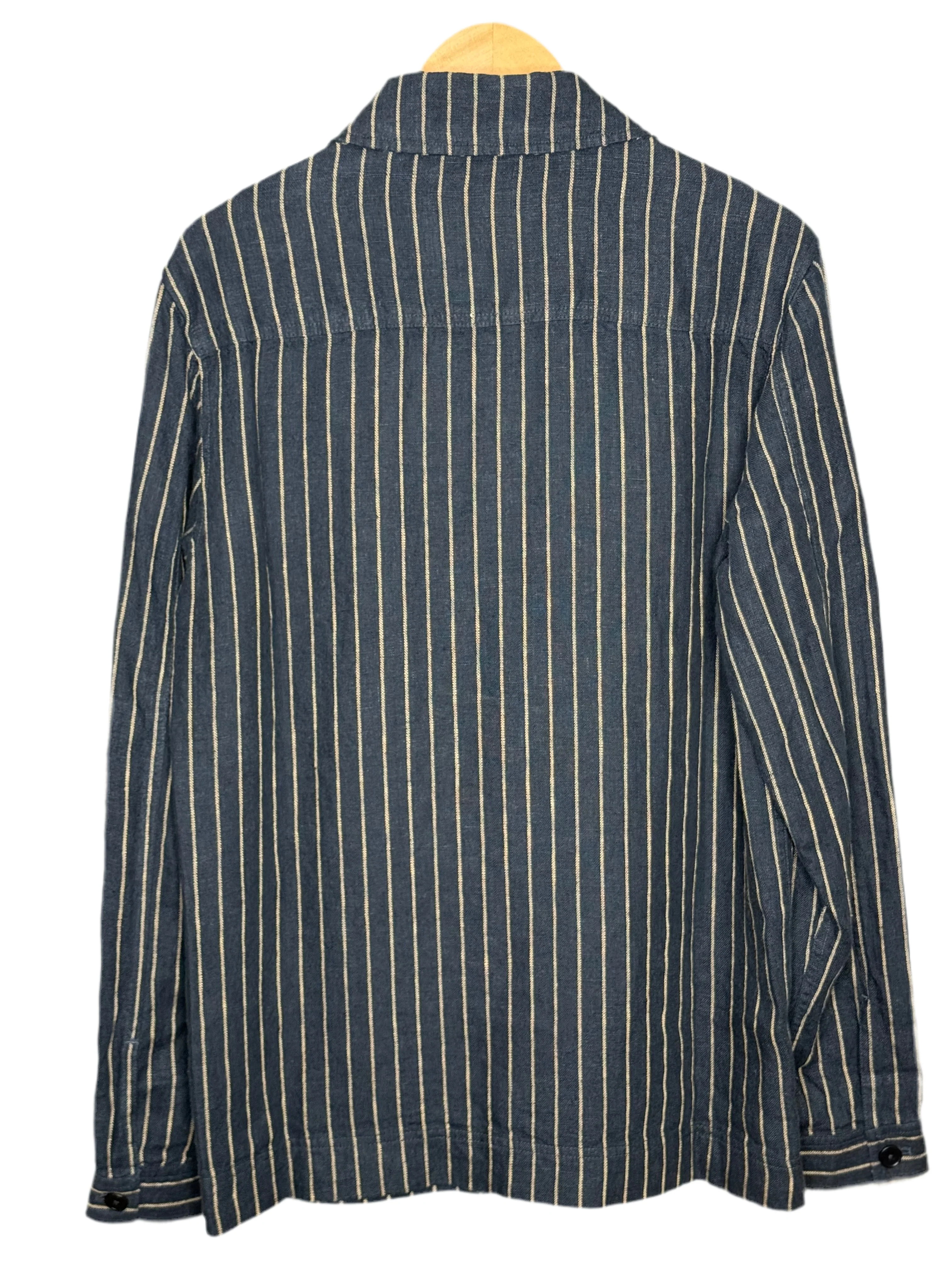 Olav Navy Stripe Linen Overshirt - Image 2