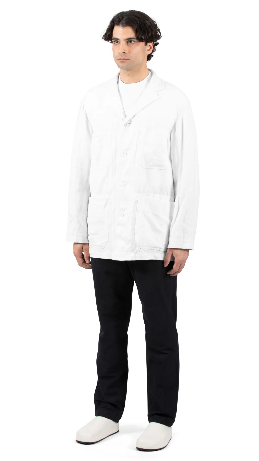 Patchwork Coverall Jacket Off-White Linen Blend - Image 5
