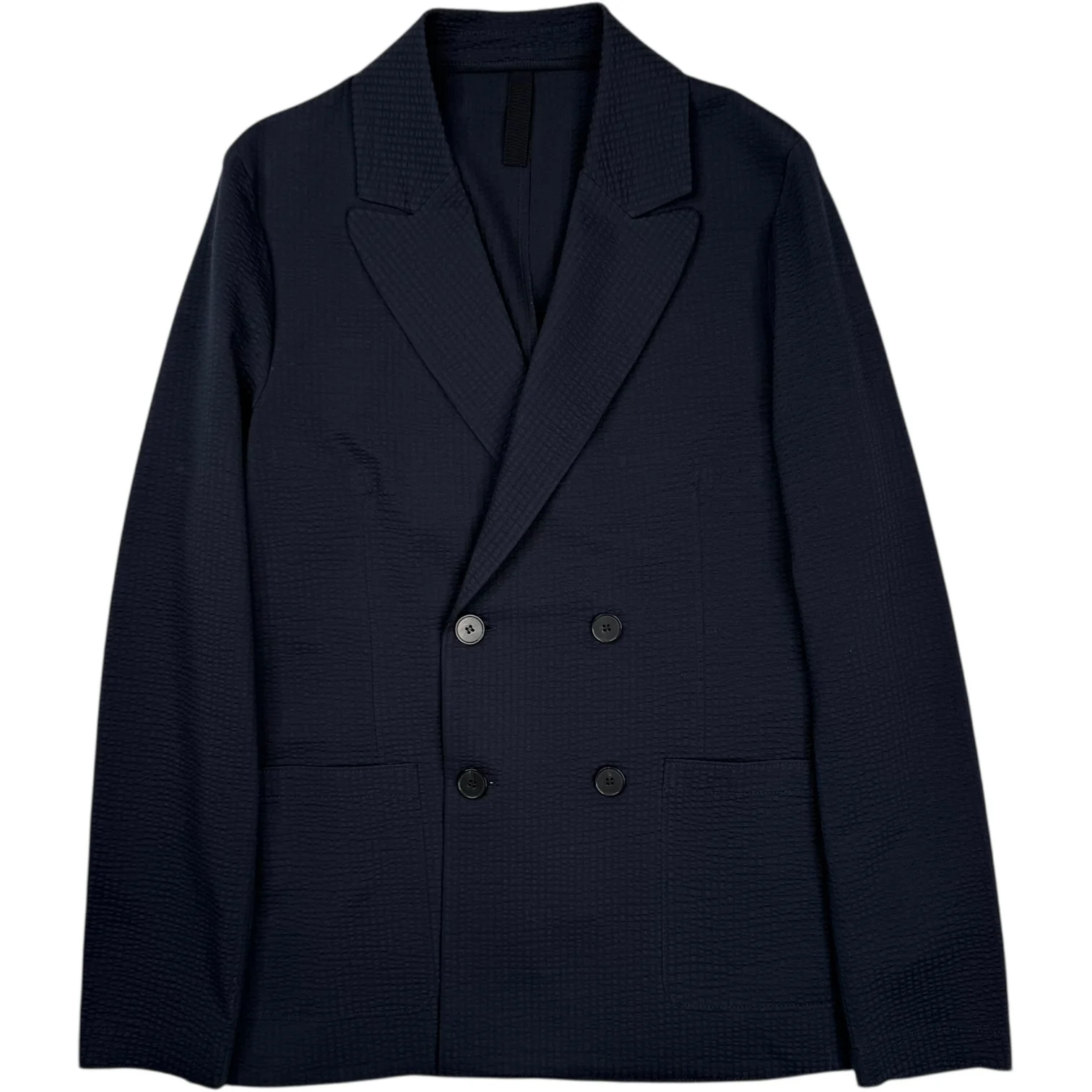 Peak Lapel Blazer Cool Max Seersucker Dark Blue