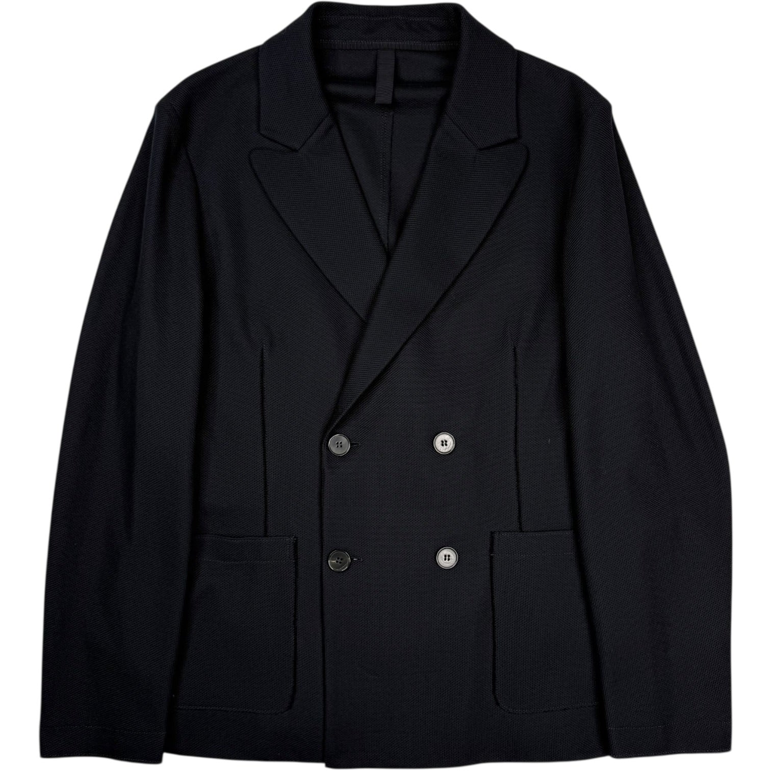 Peak Lapel Blazer Honeycomb Navy Blue