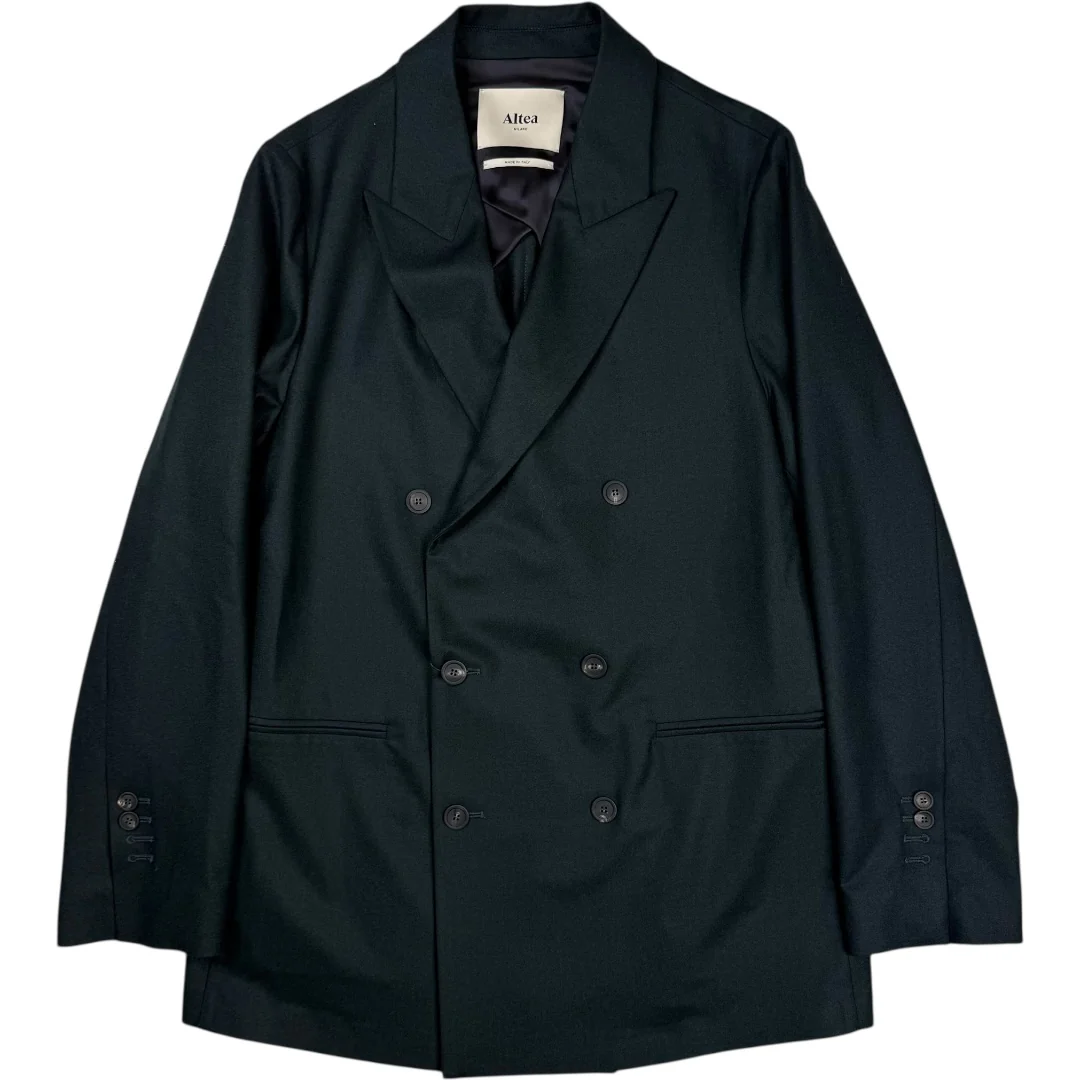 Petrol Green Double Breasted Blazer Tech Wool