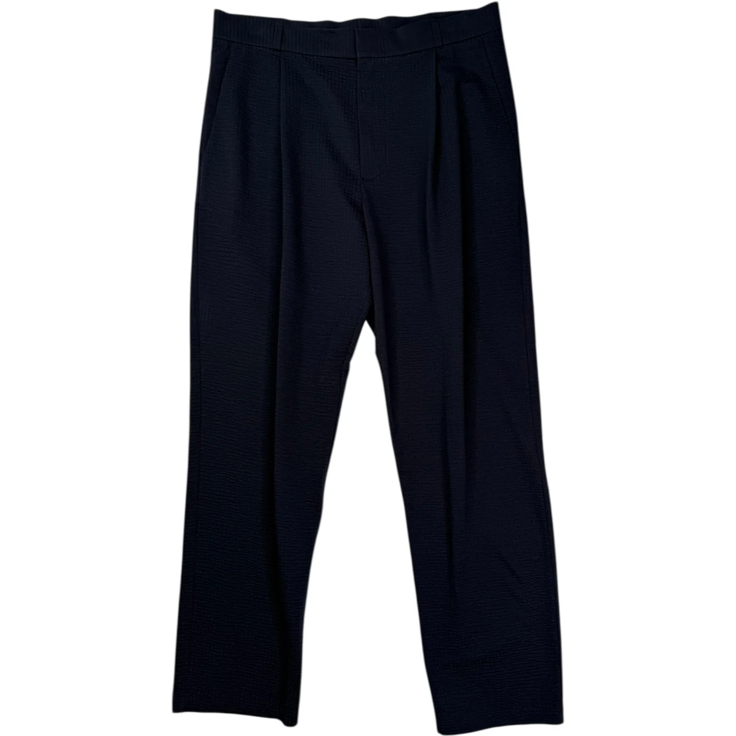 Pleated Trouser Cool Max Seersucker Dark Blue