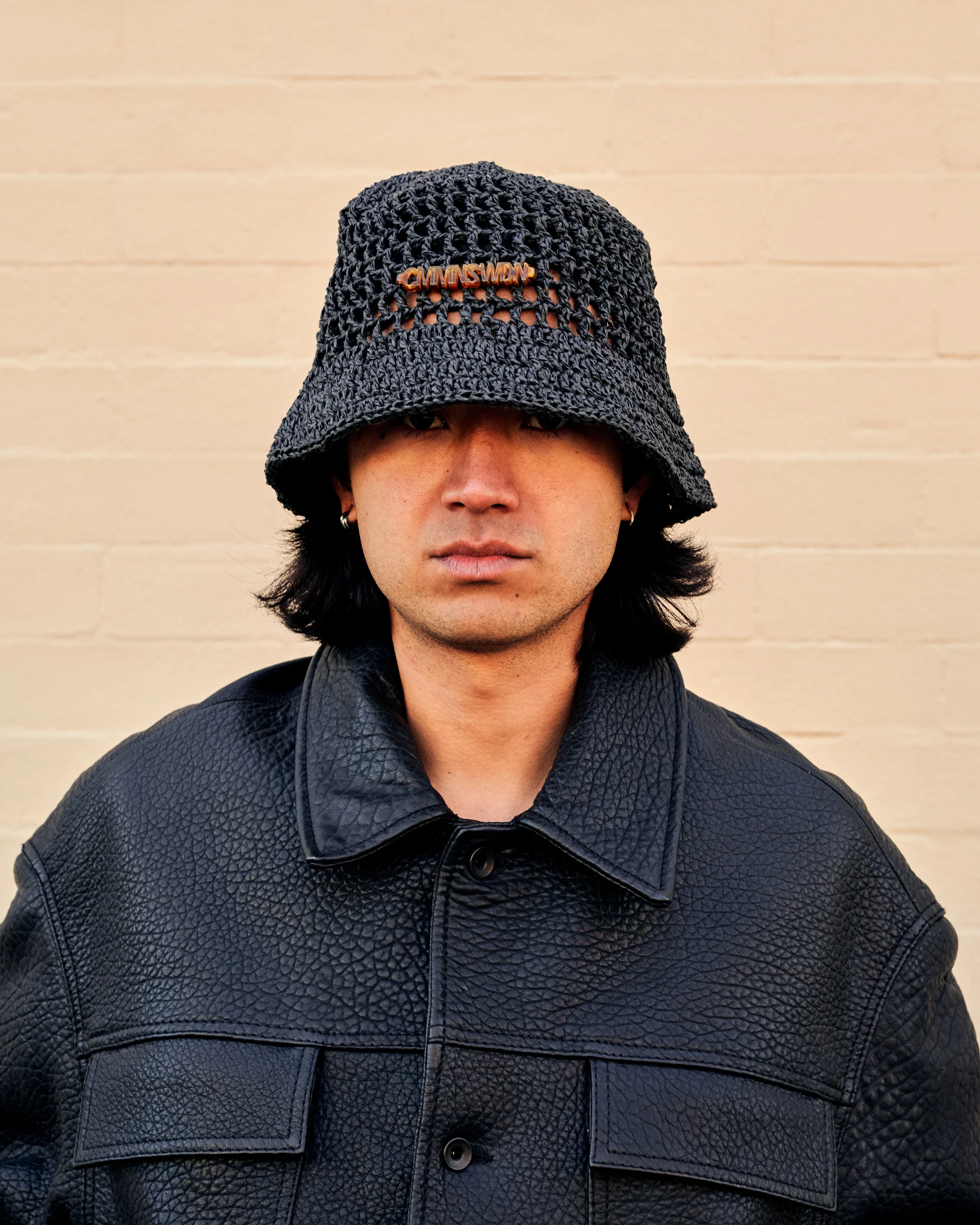 Raffia Bucket Hat Black