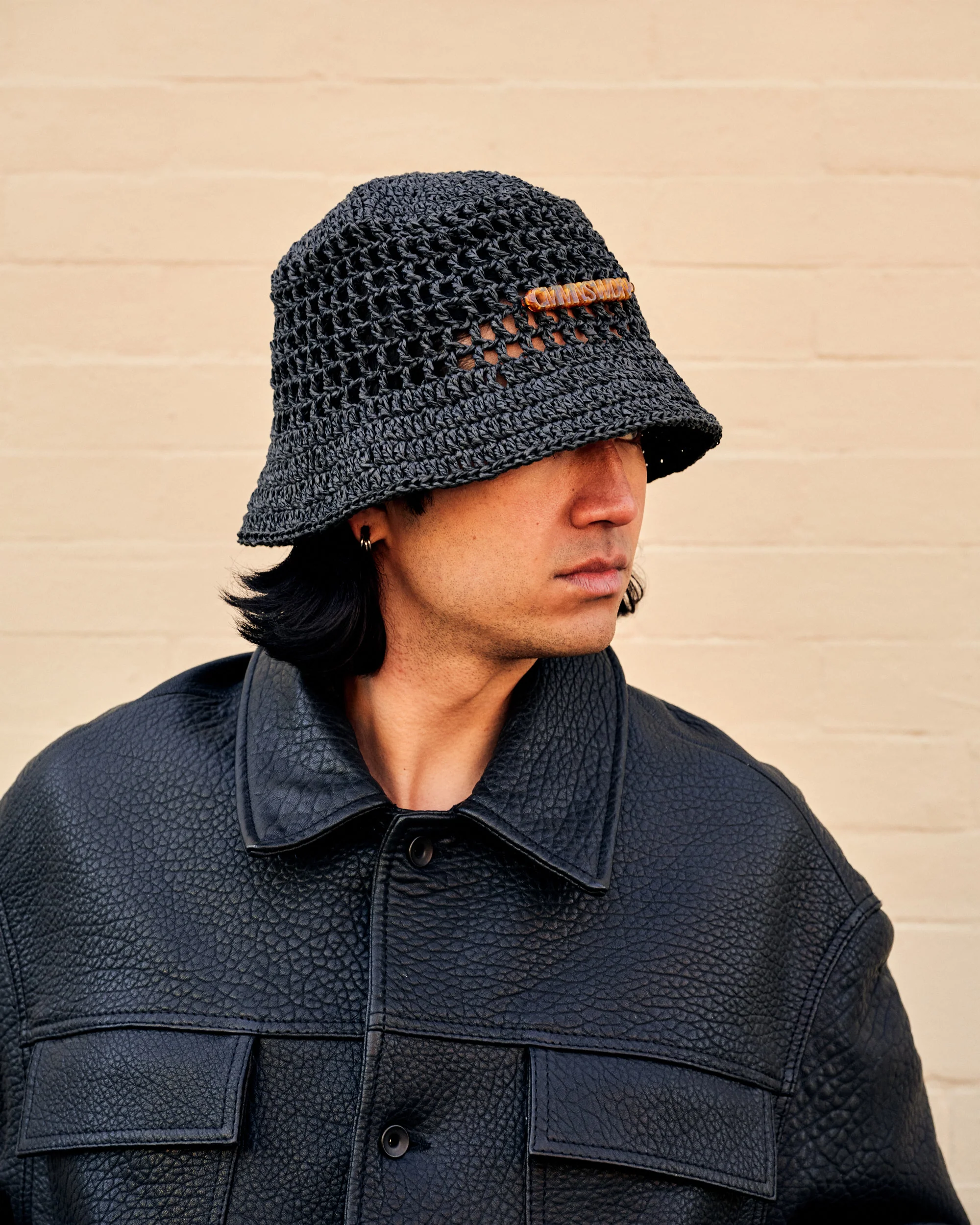 Raffia Bucket Hat Black - Image 3