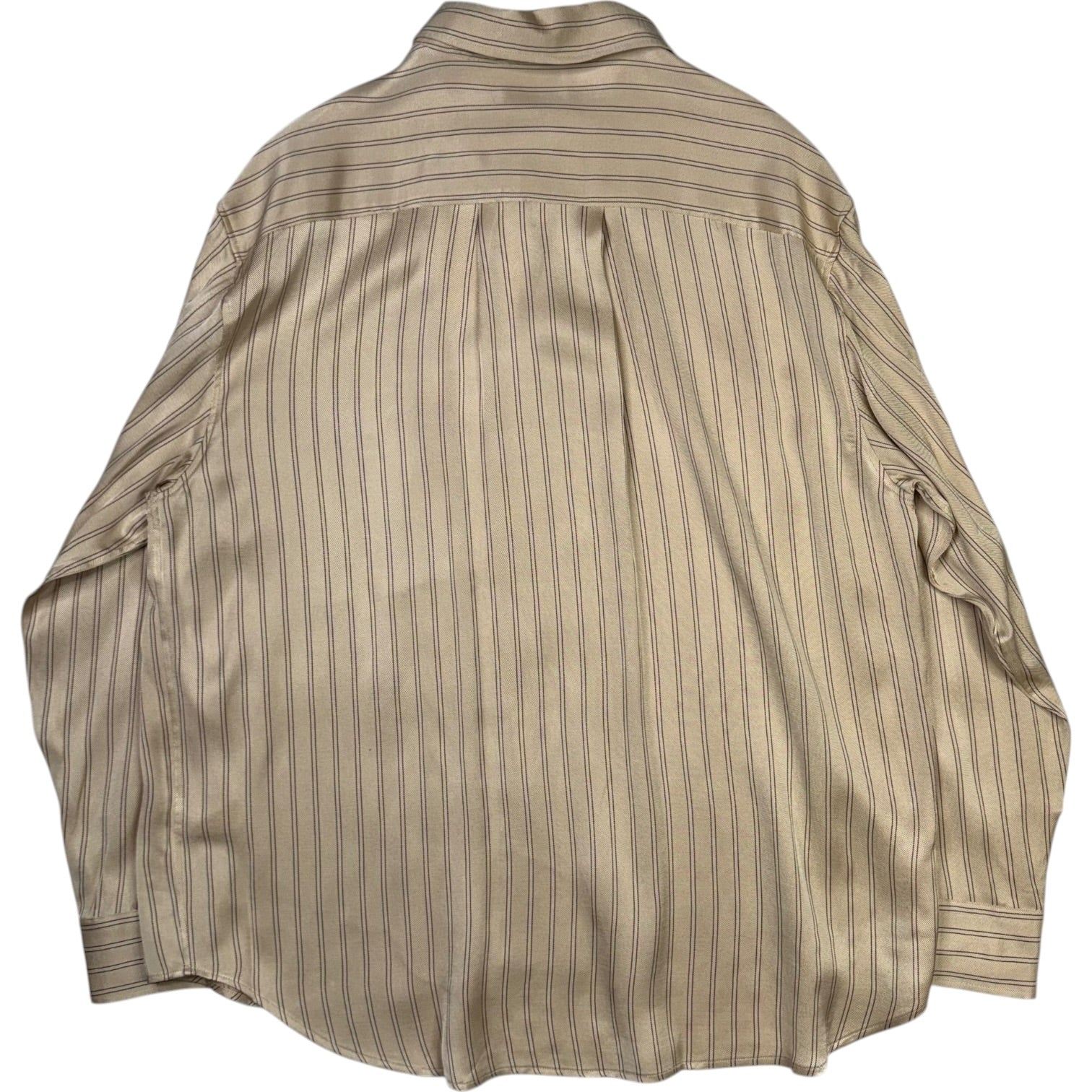 Rhodes Long Sleeve Open Collar Beige Stripe - Image 3