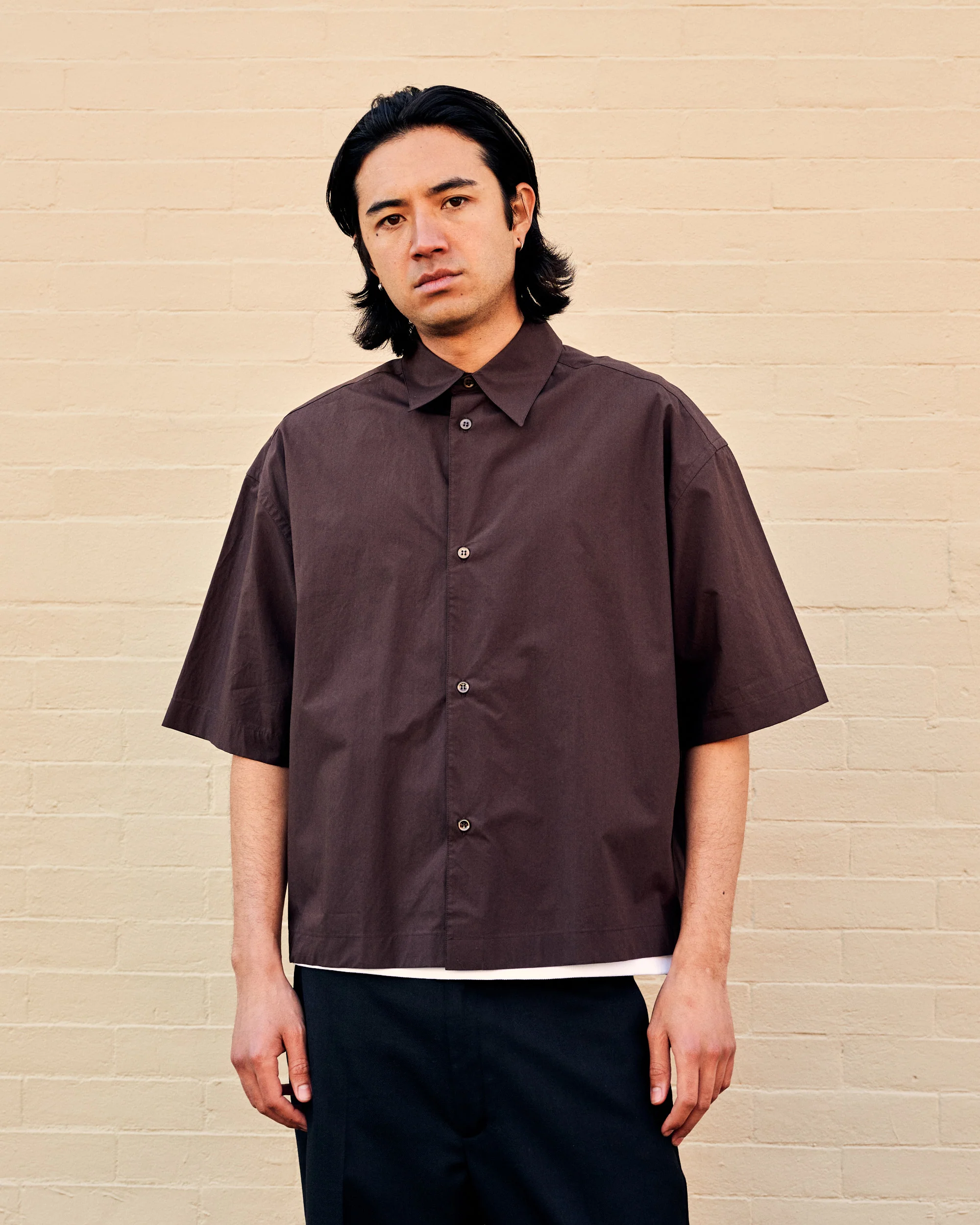 Sanko Shirt Paper Poplin Cocoa - Image 3