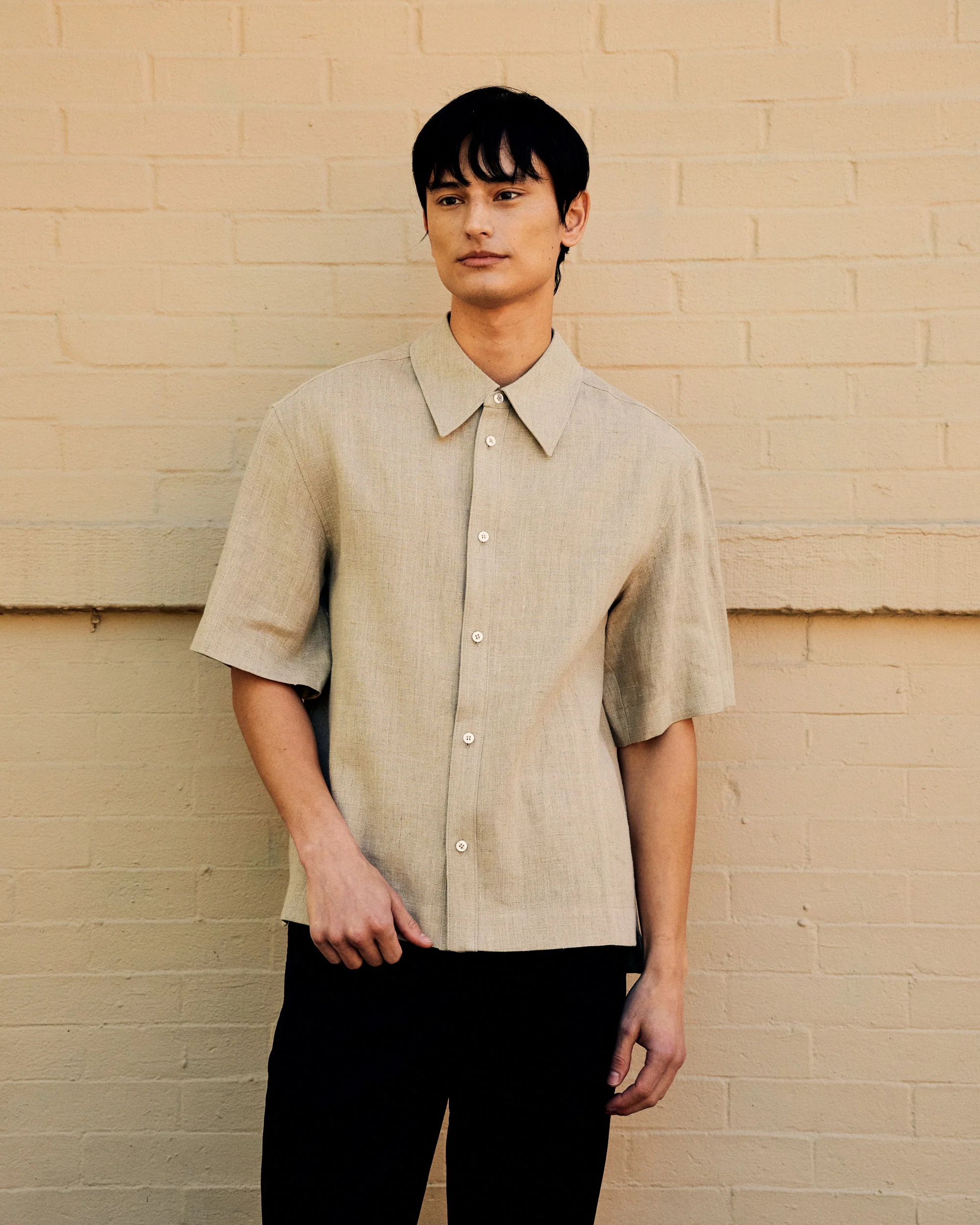 Dao Shirt Beige Concrete Linen - Image 3