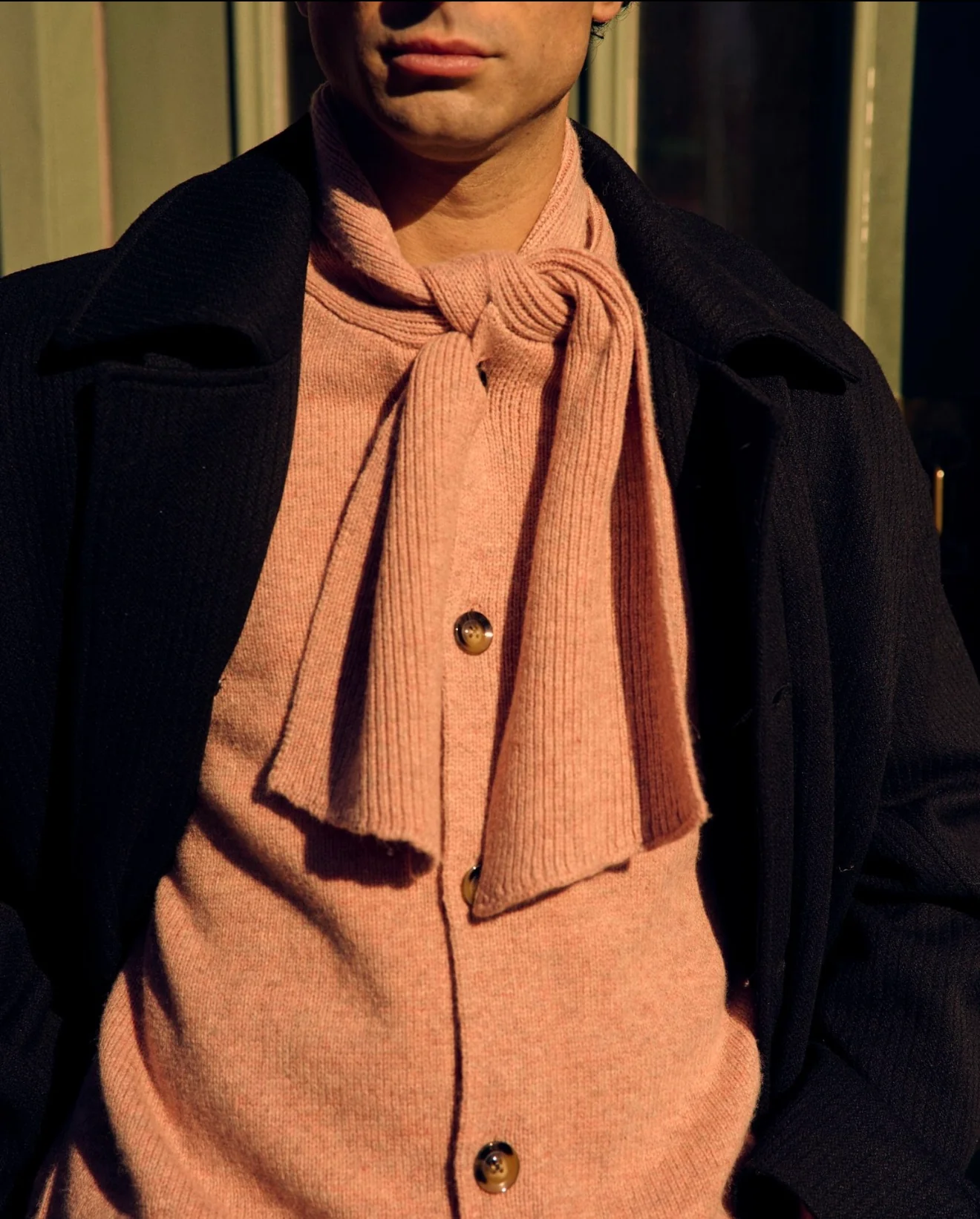 Seth Scarf Cardigan Merino Wool Blush - Image 4