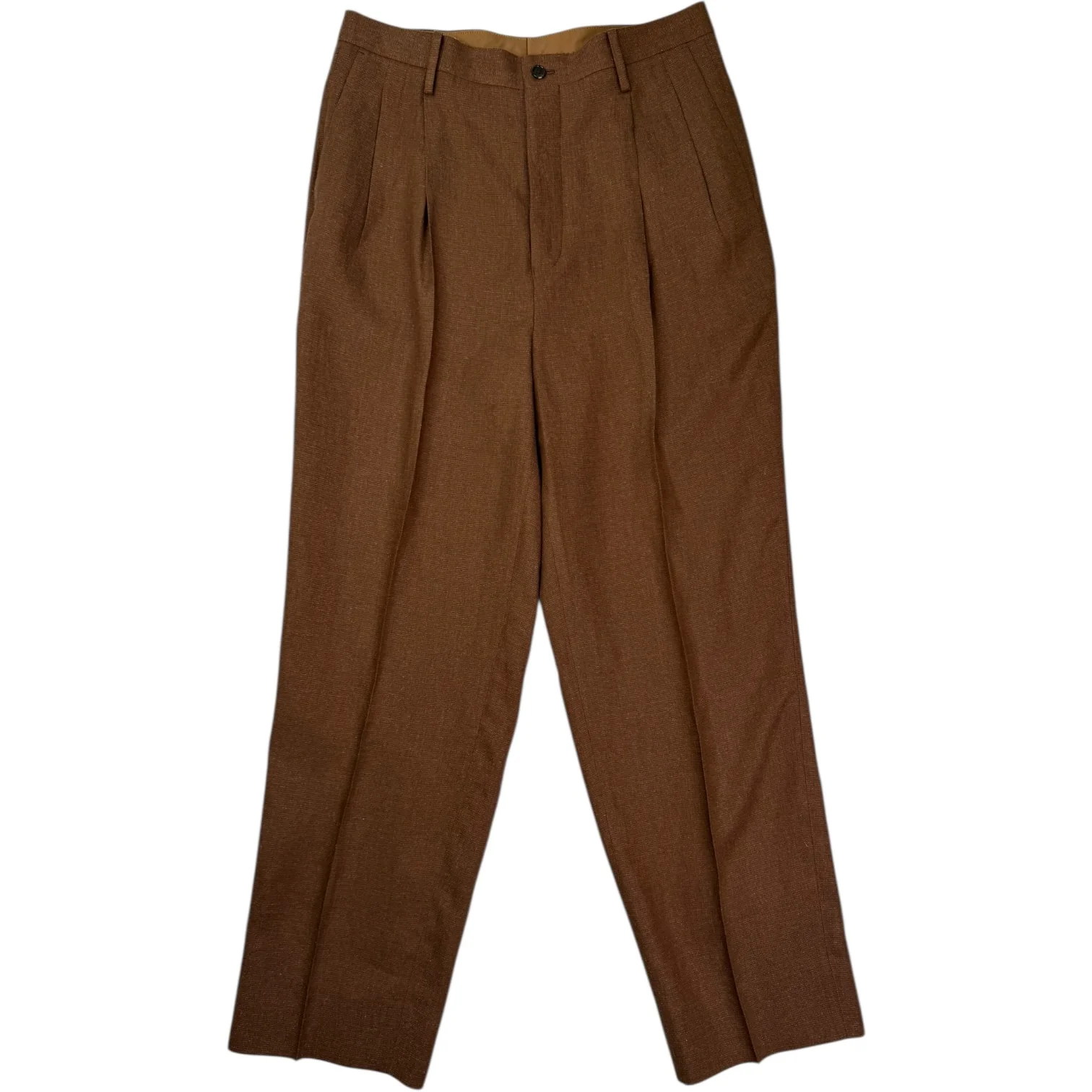 Shoecut Slack Brown Linen Silk