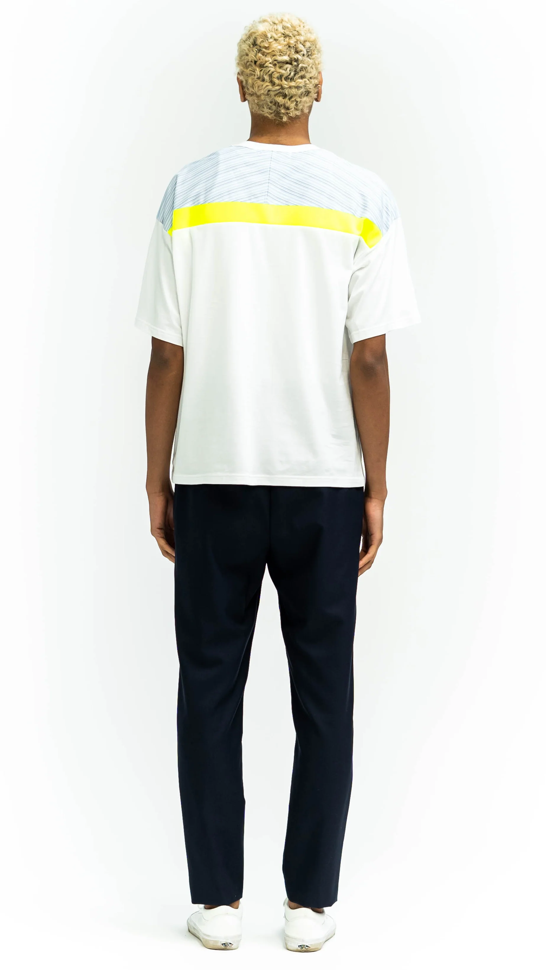 Short Sleeve T-Shirt Back Woven Patches White Cotton - Image 4