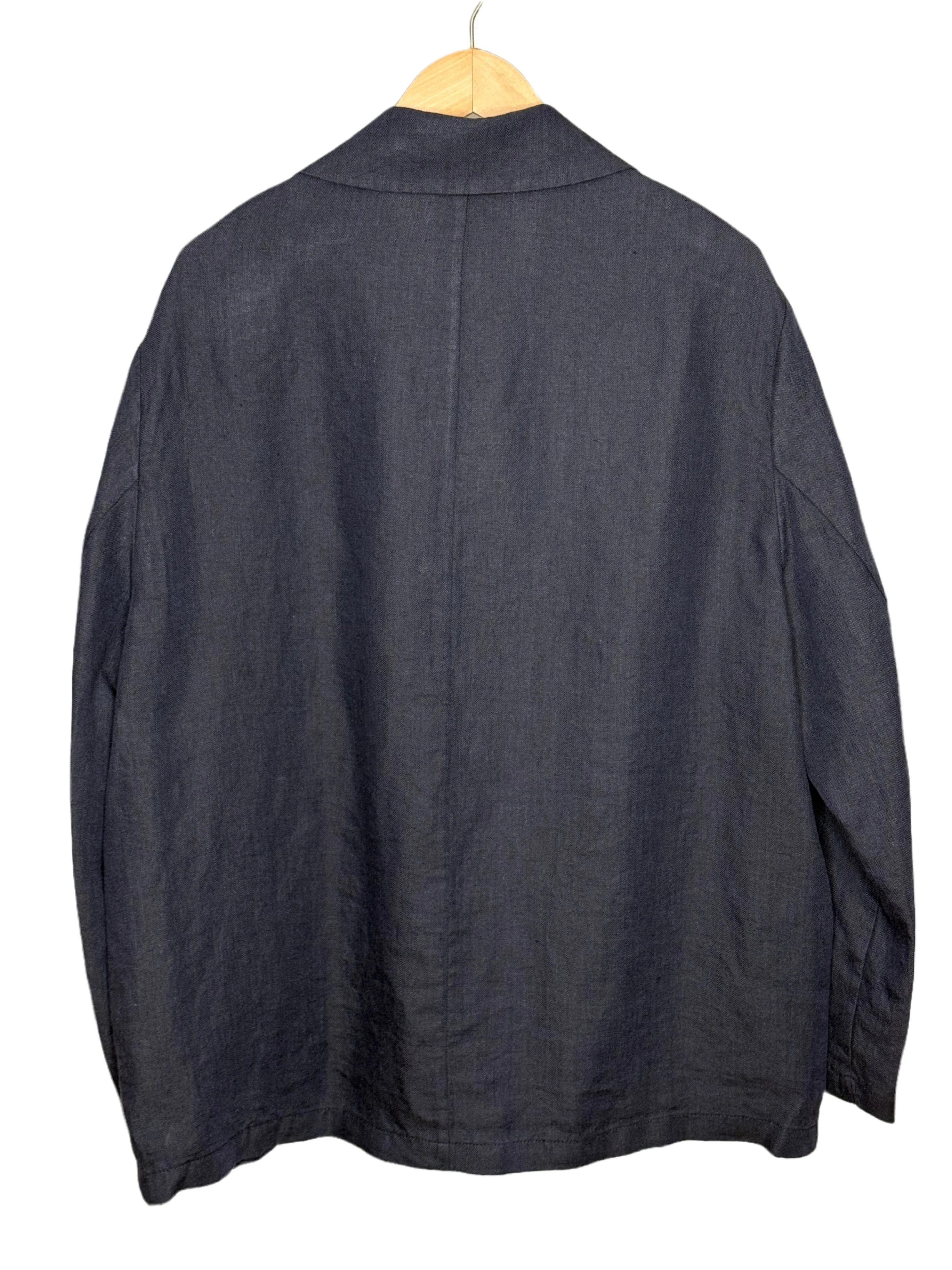 Stae Overshirt Linen Herringbone Navy - Image 4