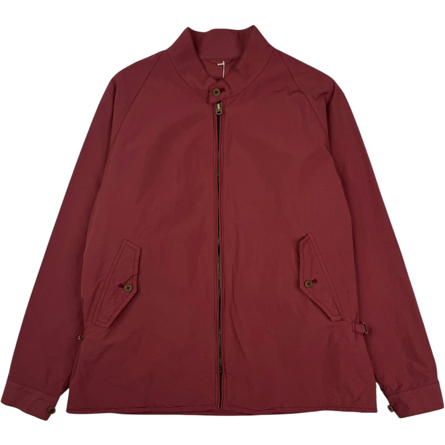 Stand Collar Jacket Cotton Silk Burgundy