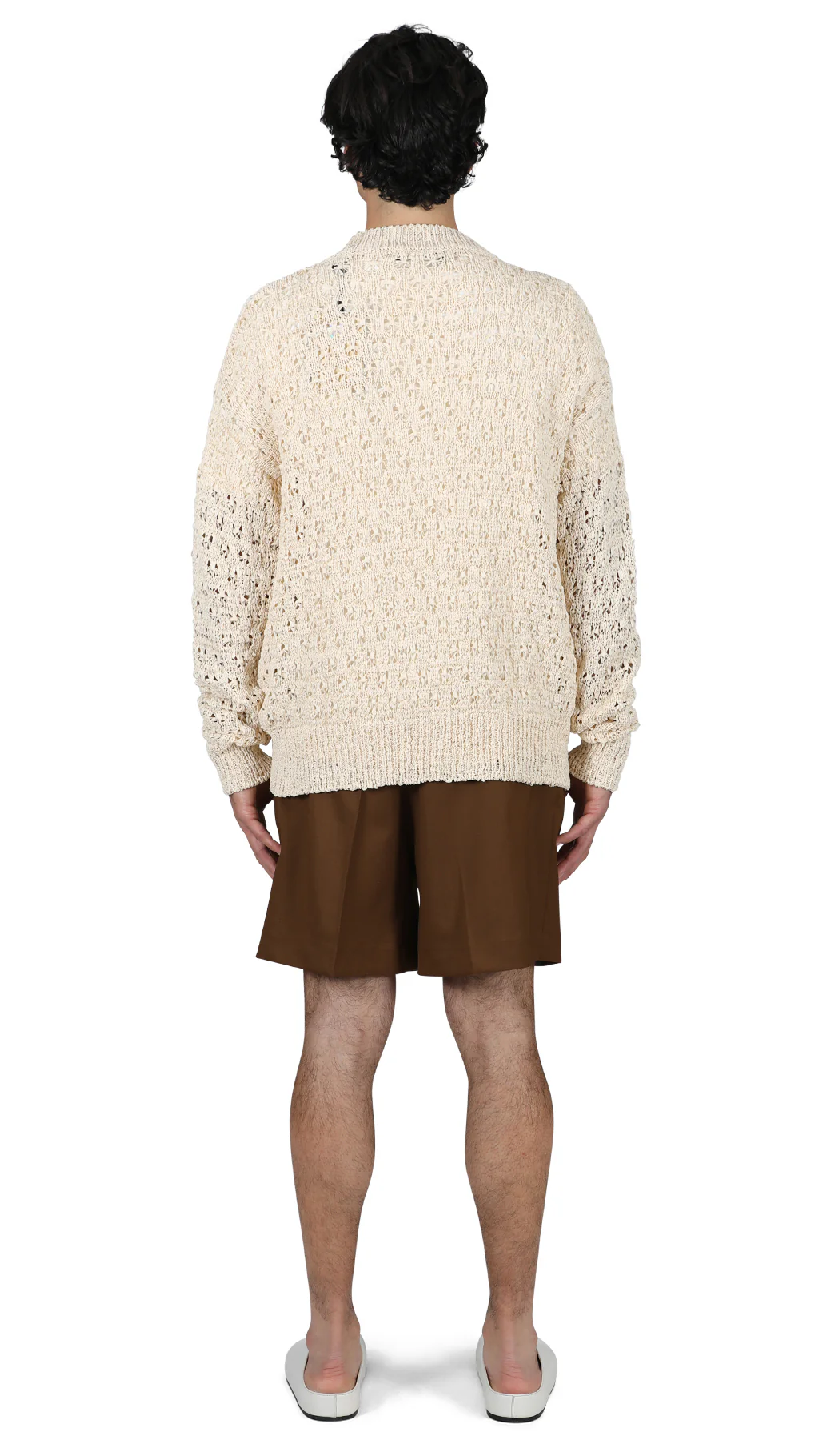 Sustainable Cotton Blend Knit Cardigan Ecru - Image 4
