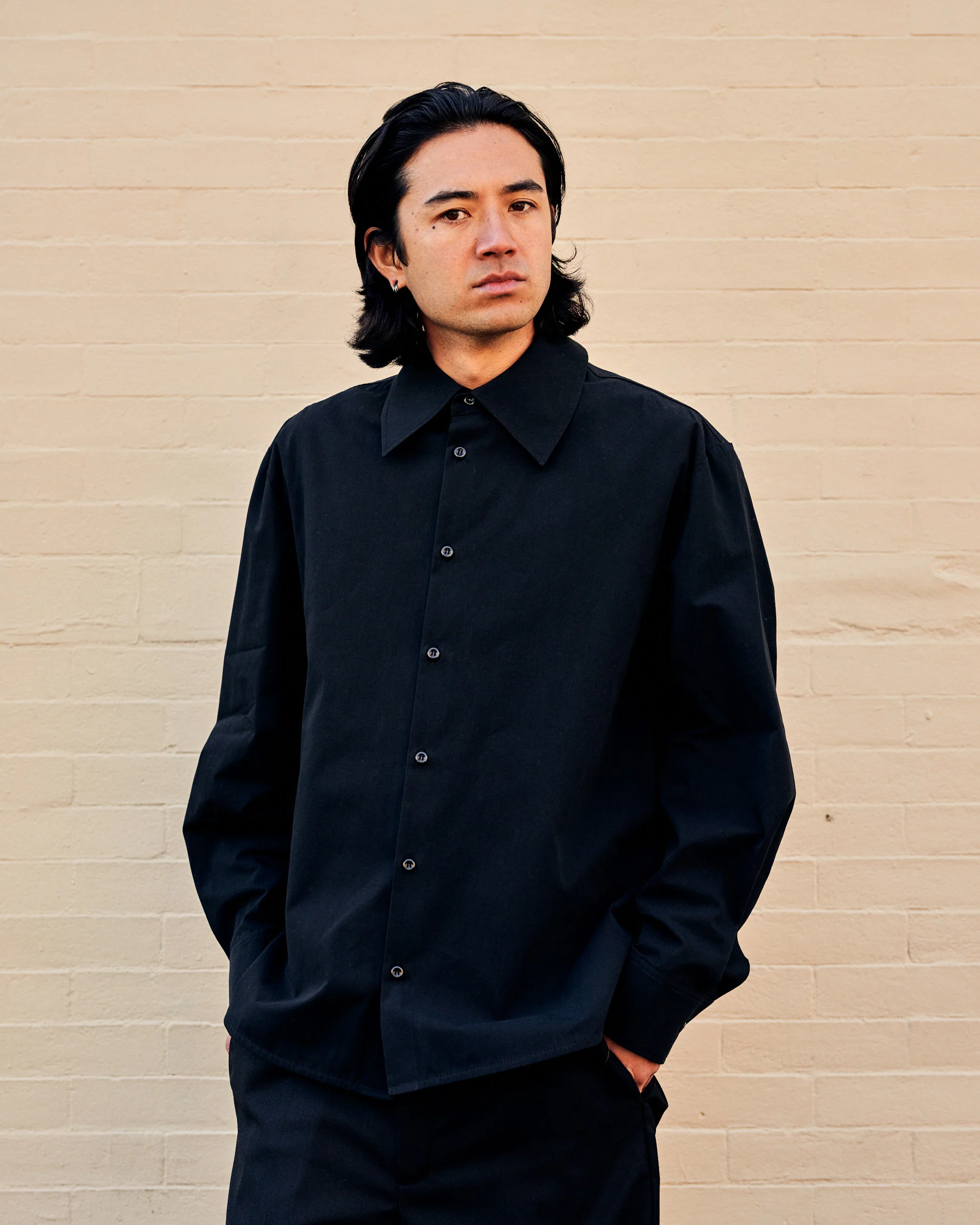 Trino Shirt Black Fine Poplin - Image 4