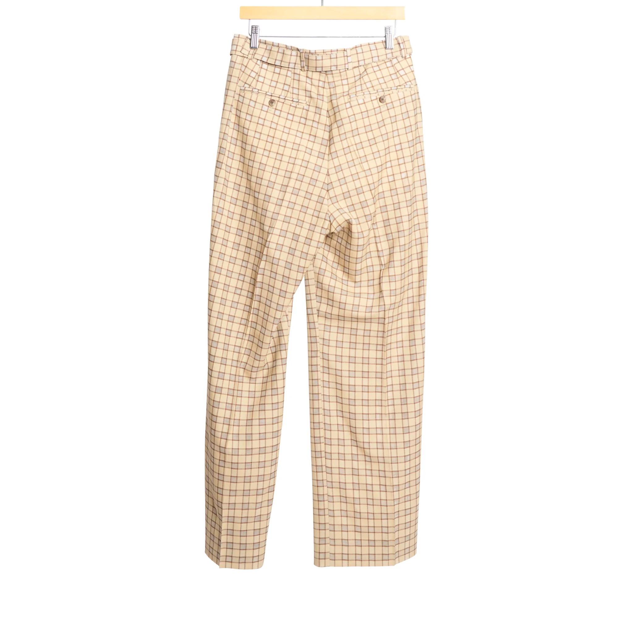 Omari Belted Trouser Lightweight Wool Brown Check - Image 2