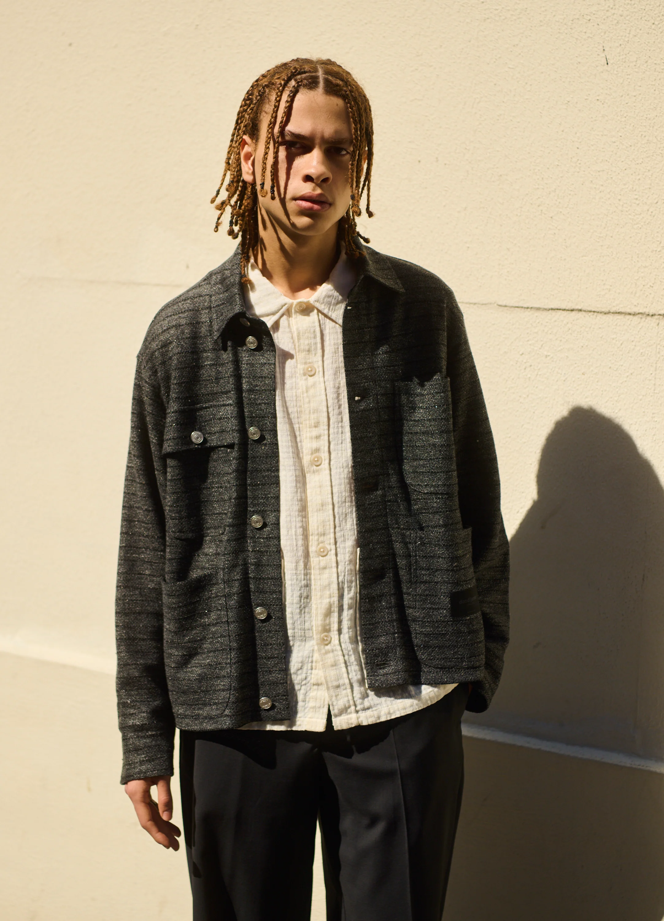 Utility Jacket Grey Black Dondi Jersey Exclusive Fabric - Image 10