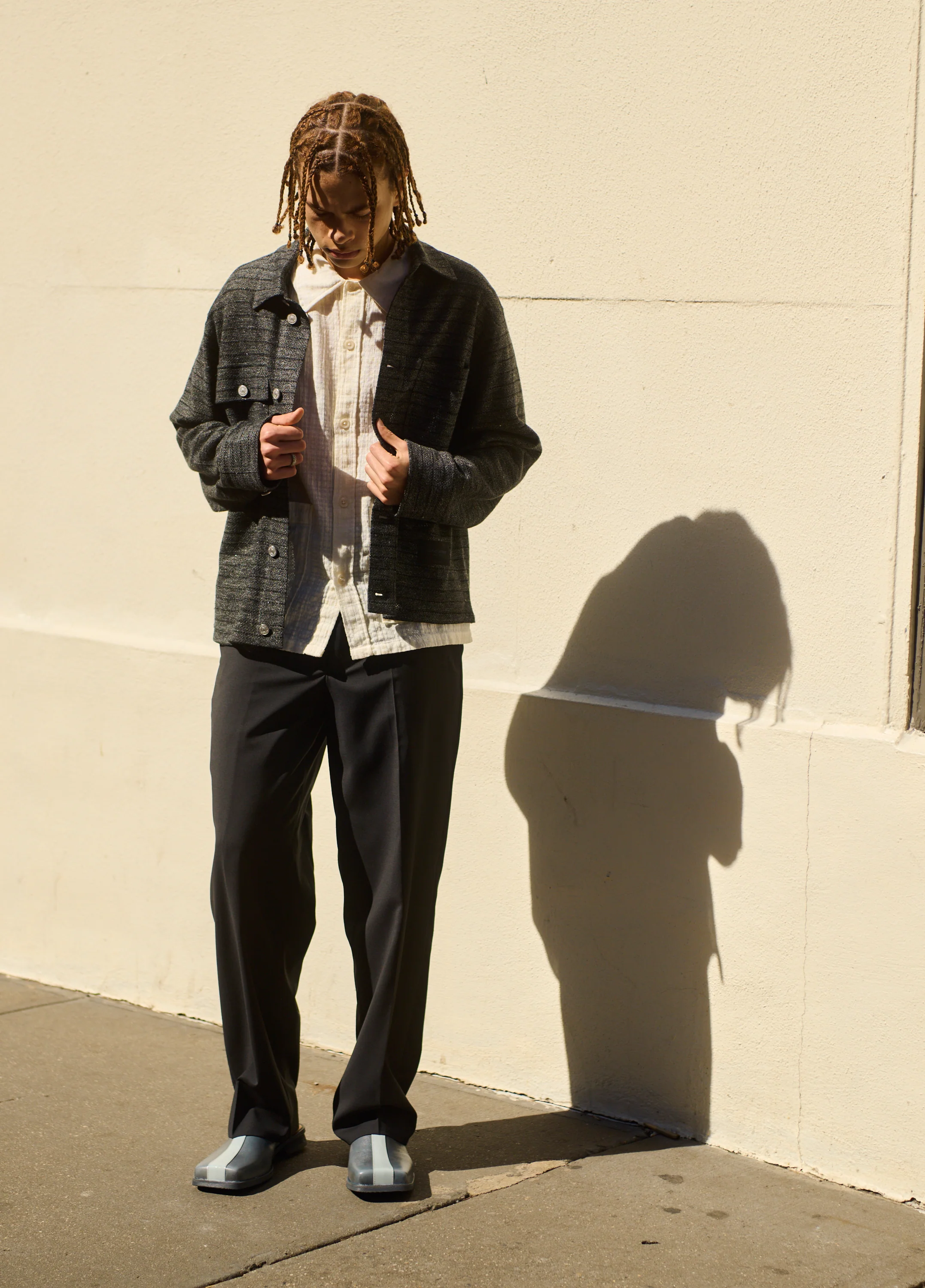 Utility Jacket Grey Black Dondi Jersey Exclusive Fabric - Image 4