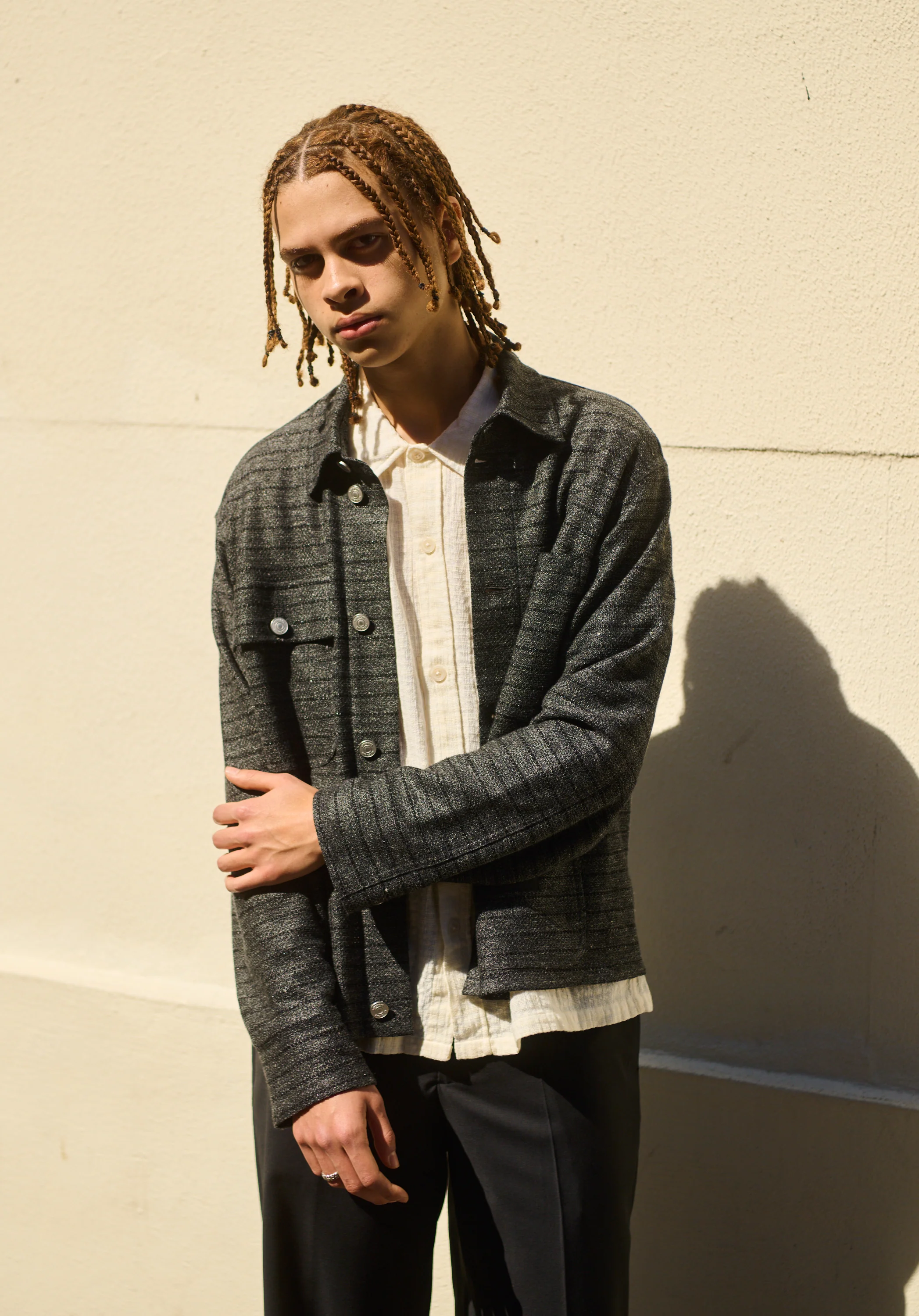 Utility Jacket Grey Black Dondi Jersey Exclusive Fabric - Image 9