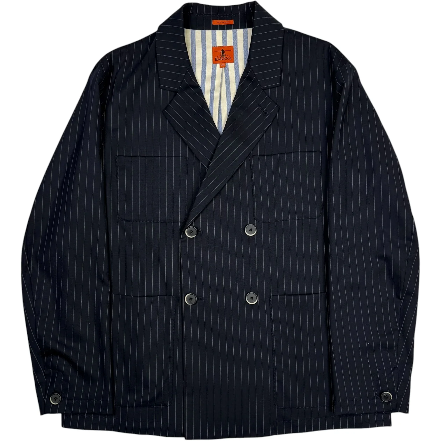 Viandon Double Breasted Blazer Navy Pinstripe Fulgor