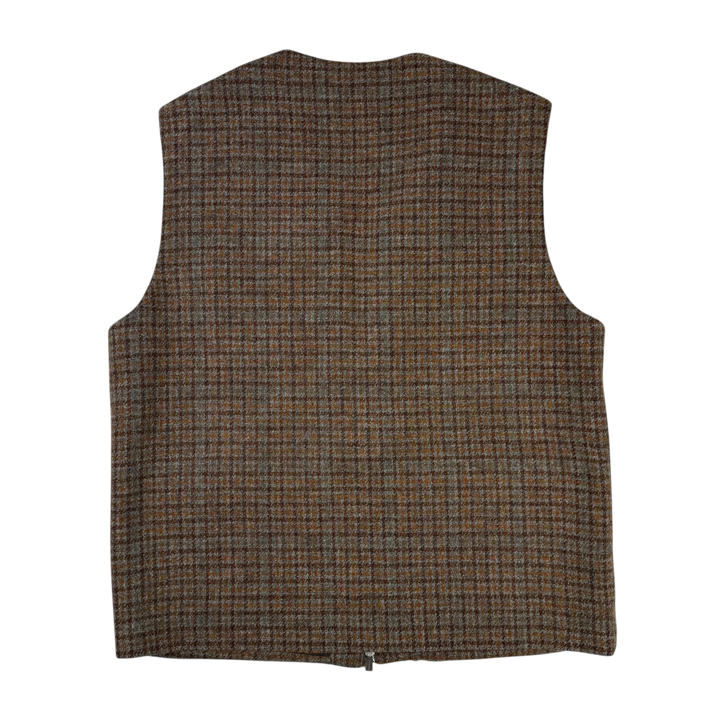 Vico Wool Vest Orange Grey Check - Image 2
