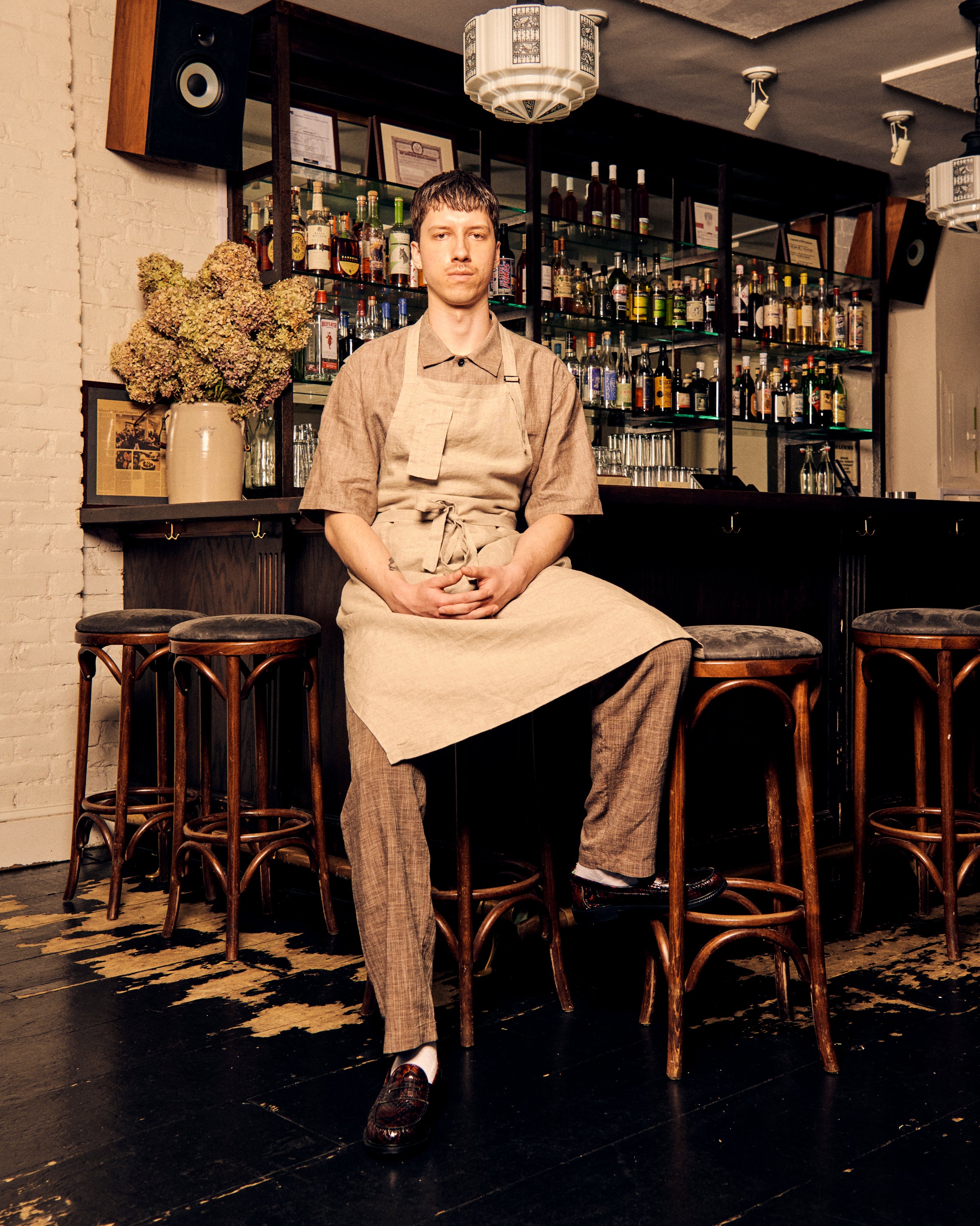 Work Apron Natural Linen Brown - Image 3