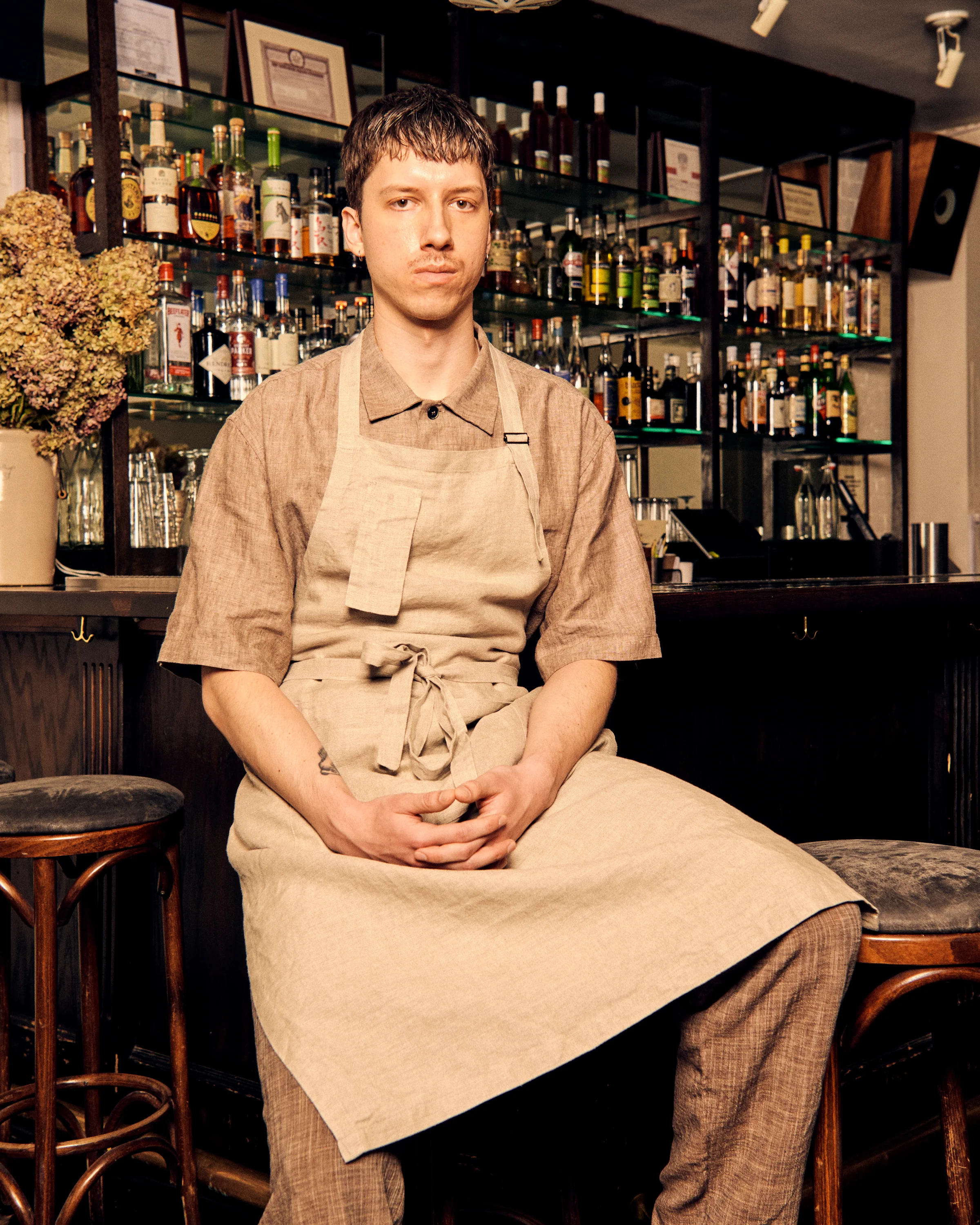 Work Apron Natural Linen Brown - Image 4