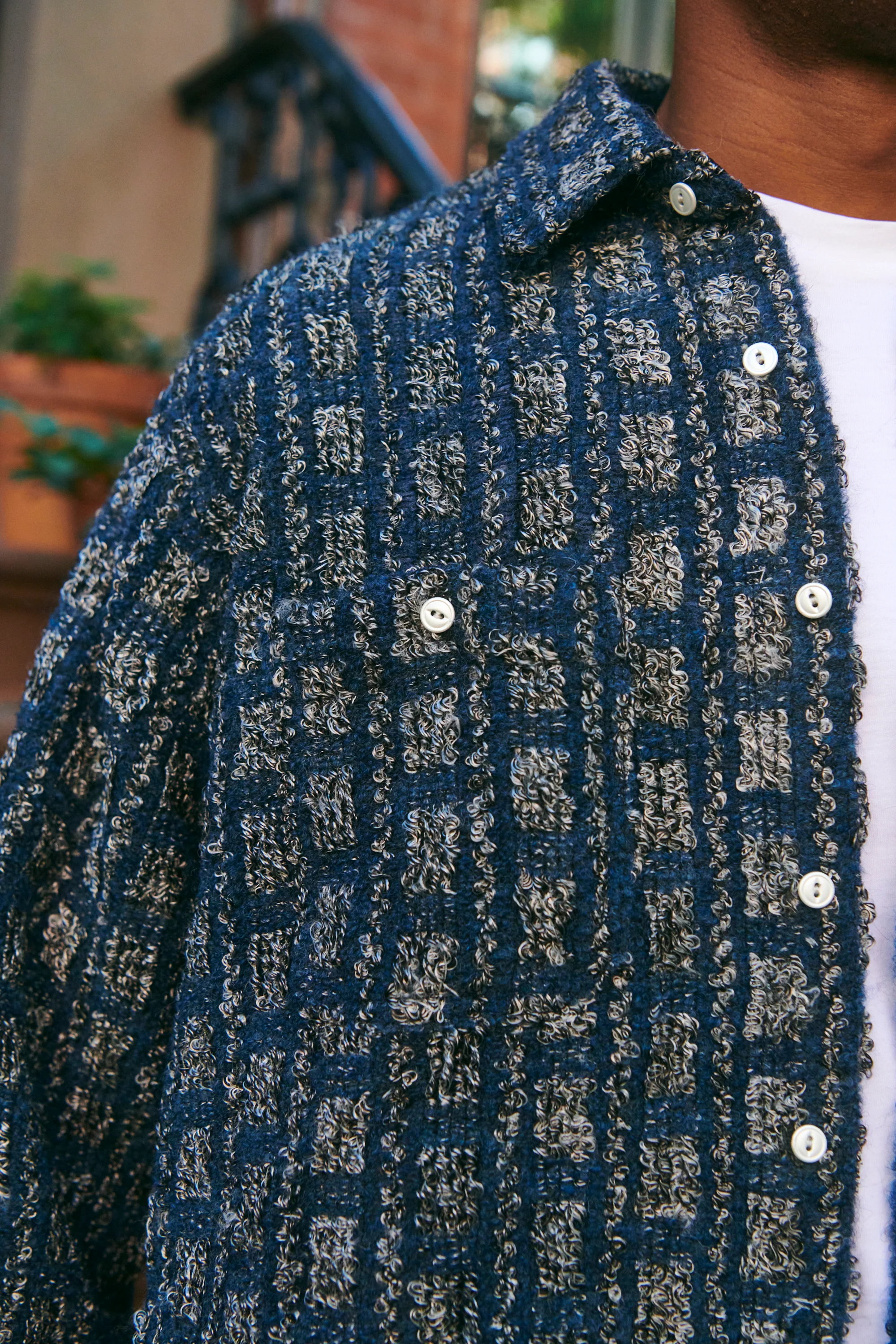 Plaid Tweed Work Shirt Navy - Image 17