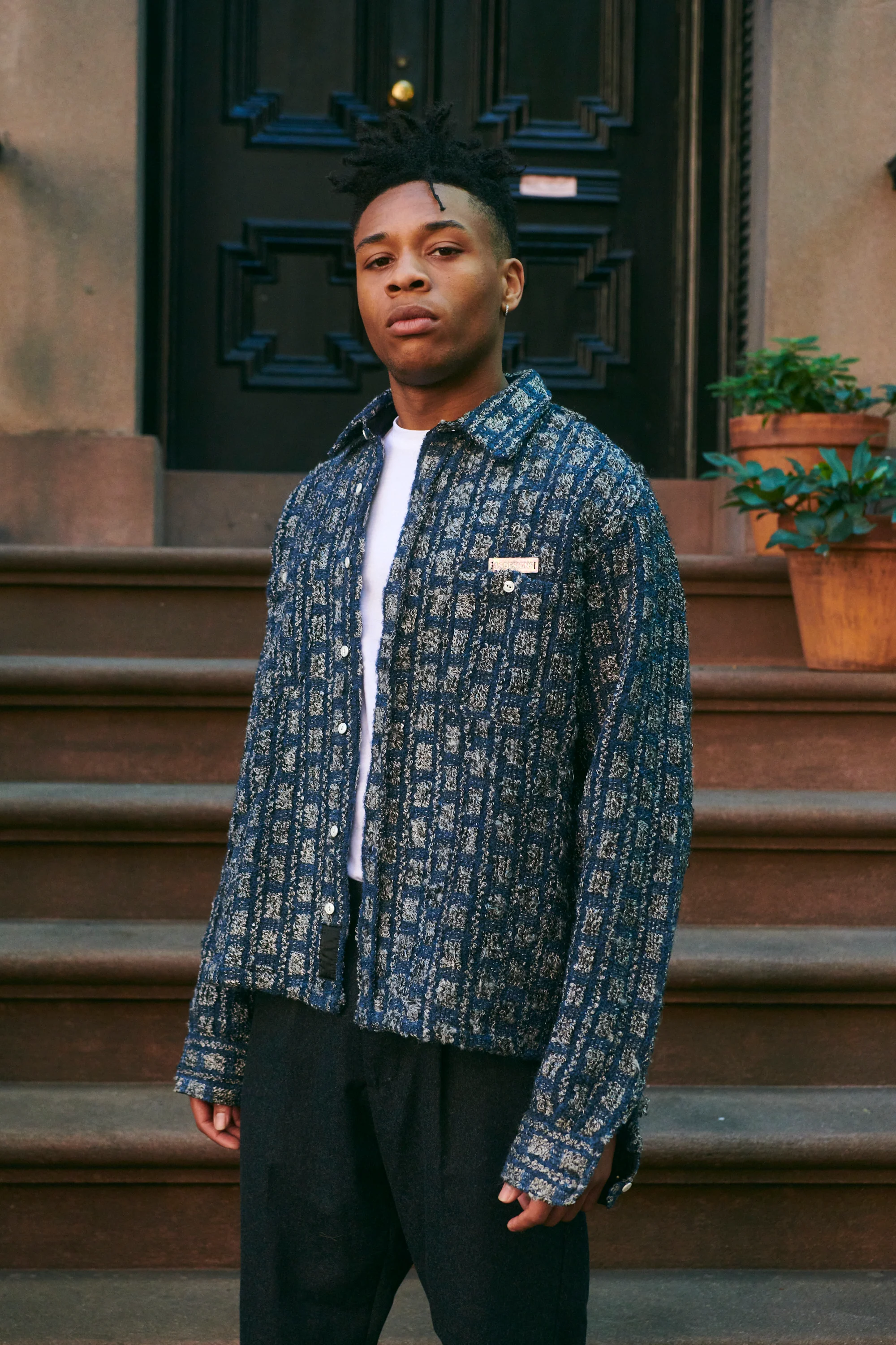 Plaid Tweed Work Shirt Navy - Image 18
