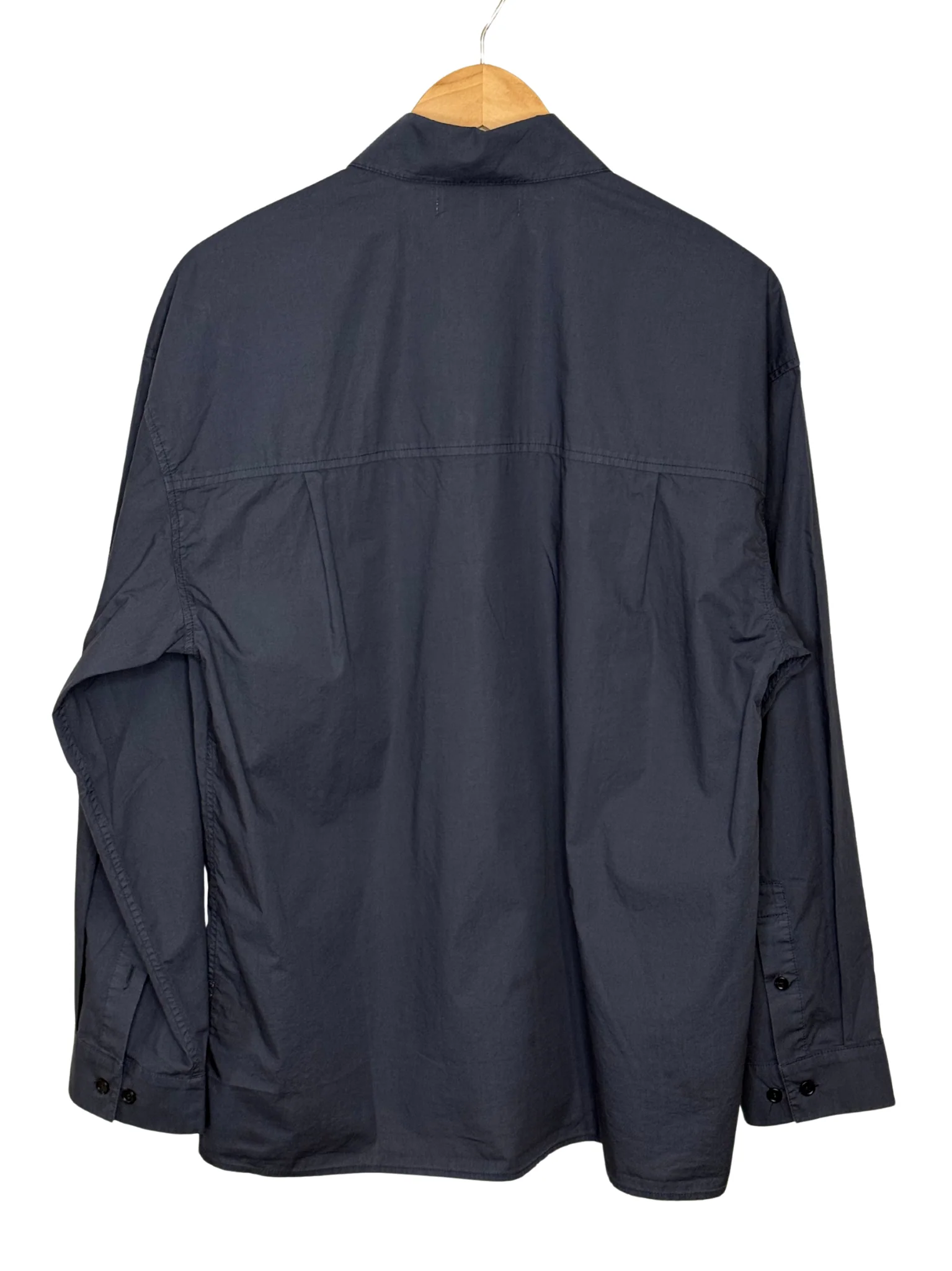 Wray Shirt Navy Garment Dyed Cotton Poplin - Image 2