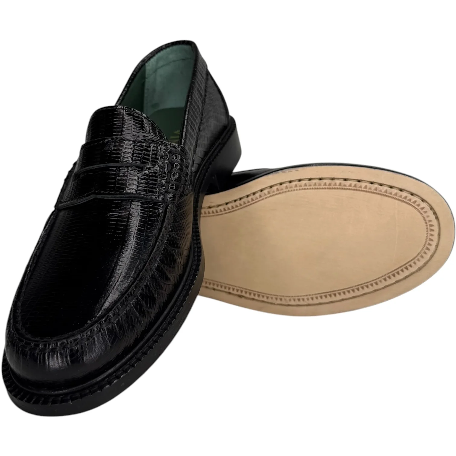Yardee Moccasin Loafer Black Lizard - Image 2